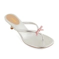 thumbnail image 1 of XYD Women Open Toe Thong Sandals Bowknot Slip on Kitten Heels Comfortable Party Daily Flip Flops Shoes Size 5.5 Silver, 1 of 4