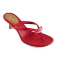 thumbnail image 1 of XYD Women Open Toe Thong Sandals Bowknot Slip on Kitten Heels Comfortable Party Daily Flip Flops Shoes Size 7.5 Lipstick Red, 1 of 4