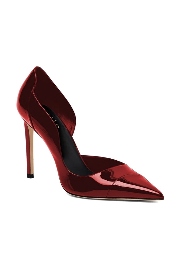 Women Patent Leather Pointed Toe Pumps Slip-on Stiletto High Heels Side Cutout Sexy Evening Formal Shoes Size 5 Red