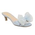 thumbnail image 1 of XYD Women Pearls Bowknot Open Toe Mules Slip on Kitten Low Heel Shoes Elegant Wedding Party Date Slide Sandals Size 16 Blue, 1 of 4
