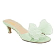 thumbnail image 1 of XYD Women Pearls Bowknot Open Toe Mules Slip on Kitten Low Heel Shoes Elegant Wedding Party Date Slide Sandals Size 7 Green, 1 of 4