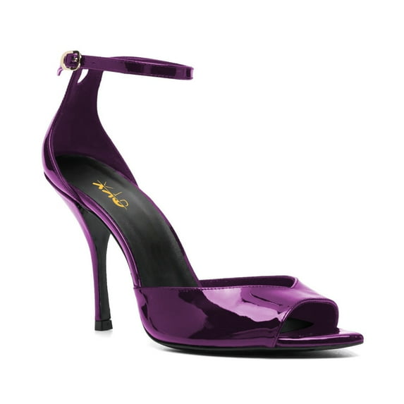 XYD Women Peep Pointed Toe Ankle Strap Sandals Strappy Buckled Siletto High Heels Sexy Prom Party Shoes Size 10 Dark Purple