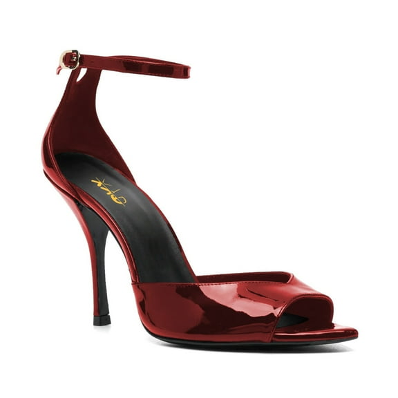 XYD Women Peep Pointed Toe Ankle Strap Sandals Strappy Buckled Siletto High Heels Sexy Prom Party Shoes Size 7 Wine Red