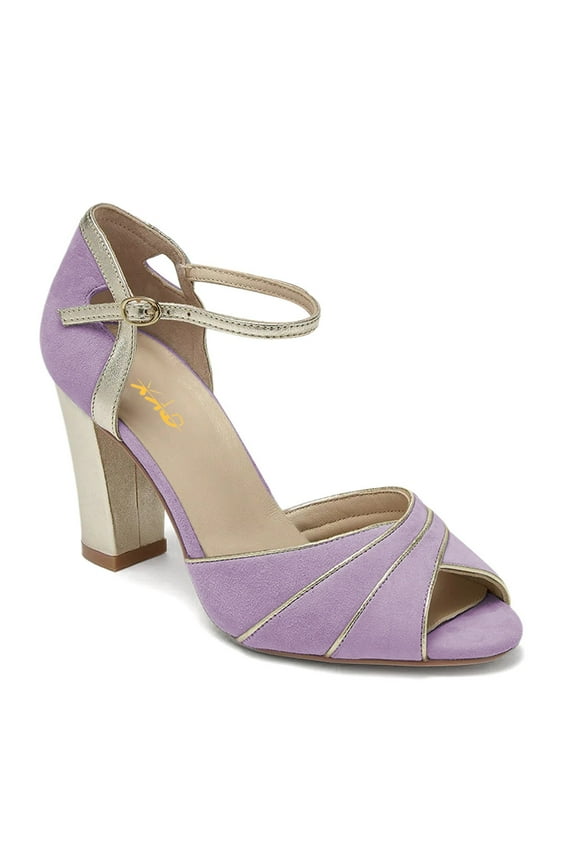 Women Peep Round Toe Block Heel Sandals D'Orsay Ankle Strap Pumps Elegant Party Dance Shoes Size 4 Purple