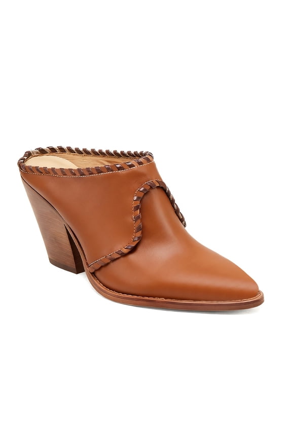 Women Pointed Close Toe Slip-on Clog Mules Braided Trim Chunky Block Heel Slide Casual Dressy Shoes Size 15 Tan