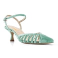 thumbnail image 1 of XYD Women Pointed Toe Caged Straps Pumps Ankle Strap Low Kitten Heels Chic Dating Work Sandals Shoes Size 11 Aquamarine, 1 of 4