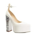 thumbnail image 1 of XYD Women Pointed Toe Platform Strappy Pumps Ankle Strap Buckled Crystal Block Heels Sexy Dressy Party Prom Shoes Size 10 White, 1 of 4