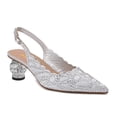 thumbnail image 1 of XYD Women Pointed Toe Rhinestone Slingback Pumps Buckled Strap Crystal Low Heels Elegant Party Bridal Sandals Size 10.5 Silver Gray, 1 of 4