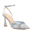 thumbnail image 1 of XYD Women Pointy Toe Bowknot Slingback Pumps Lace Ankle Strap High Heels Elegant Wedding Dressy Sandal Shoes Size 10 Light Blue, 1 of 4