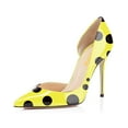 thumbnail image 1 of XYD Women Polka Dots D'Orsay Pumps Pointed Toe Stiletto High Heels Slip-on Fashion Club Party Shoes Size 11.5 Yellow, 1 of 4