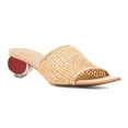 thumbnail image 1 of XYD Women Raffia Mesh Open Square Toe Mules Slip-on Low Chunky Heel Slides Sandals Casual Dress Shoes Backless Style Size 5.5 Natural, 1 of 4