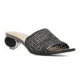 thumbnail image 1 of XYD Women Raffia Mesh Open Square Toe Mules Slip-on Low Chunky Heel Slides Sandals Casual Dress Shoes Backless Style Size 9.5 Black, 1 of 4