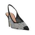 thumbnail image 1 of XYD Women Rhinestone Studs Sheer Mesh Slingback Pumps Pointed Toe Mid Thin Heels Evening Party Formal Shoes Size 4 Black, 1 of 4