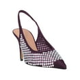 thumbnail image 1 of XYD Women Rhinestone Studs Sheer Mesh Slingback Pumps Pointed Toe Mid Thin Heels Evening Party Formal Shoes Size 7 Purple, 1 of 4