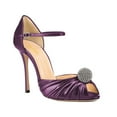 thumbnail image 1 of XYD Women Sexy Peep Toe D'Orsay Pleats High Heel Pumps Ankle Strap Buckled Stiletto Rhinestones Prom Event Shoes Size 11 Purple, 1 of 4