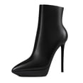 thumbnail image 1 of XYD Women Sexy Pointy Close Toe Stiletto Platform High Heels Ankle Bootie Office Short Boots Side Zip Dress Shoes Size 7 Black, 1 of 4