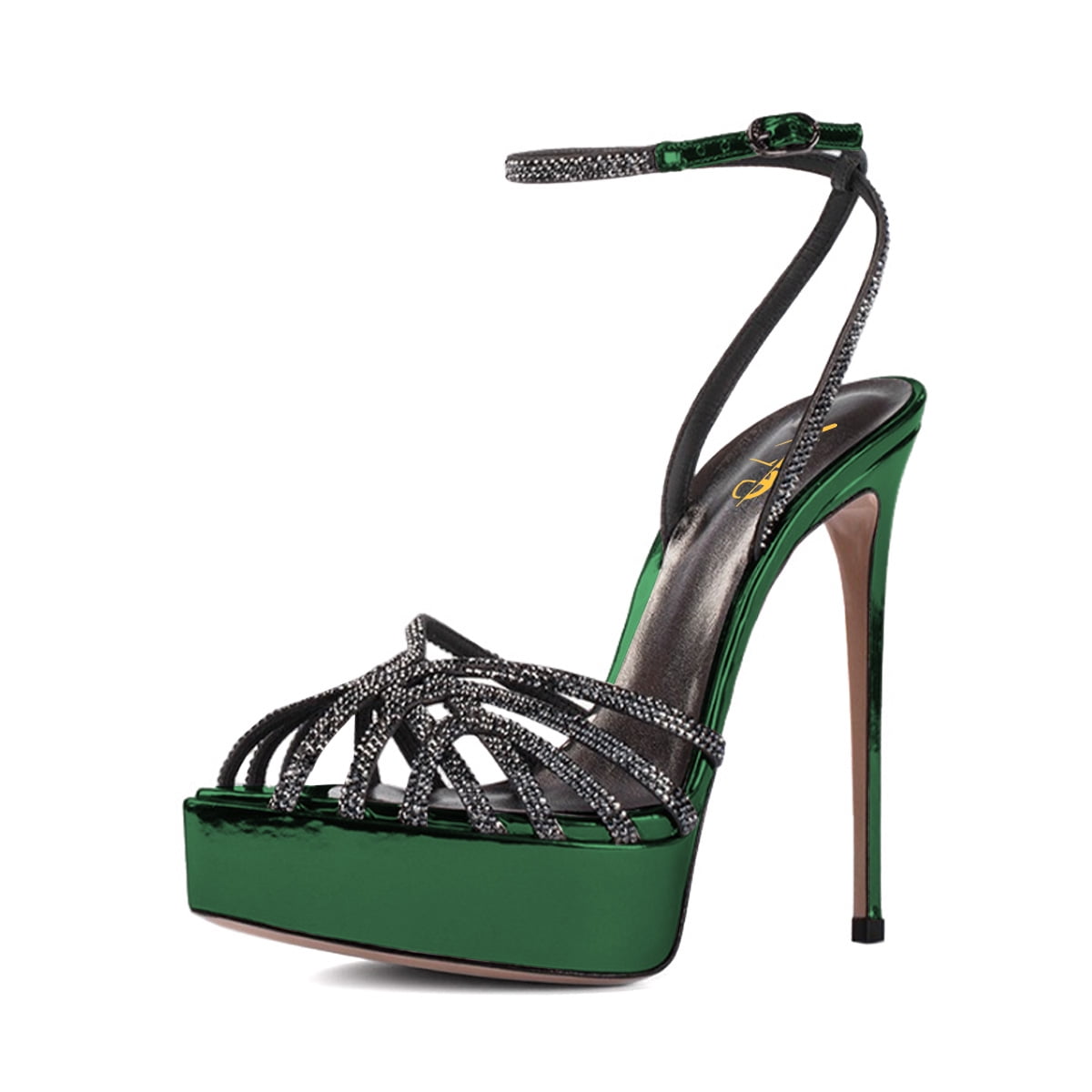 XYD Women Sexy Rhinestone Caged Peep Toe Ankle Strap Sandals  display picture 1