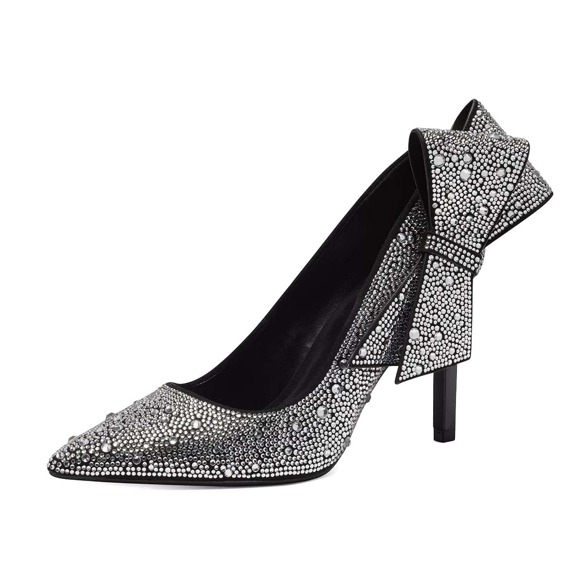 XYD Women Sparkly Glitter Rhinestone Pointy Close Toe Pumps Slip On ...
