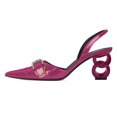 thumbnail image 1 of XYD Women Special Double Circle Mid Heels Slip-on Slingbacks Pumps Metal Buckle Pointed Closed Toe Party Office Shoes Size 7 Fuchsia, 1 of 4
