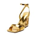 thumbnail image 1 of XYD Women Square Open Toe Ankle Strap Sandals Special Triangle Jewelled High Heels Wedding Party Evening Shoes Size 7 Gold, 1 of 5