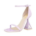 thumbnail image 1 of XYD Women Square Open Toe Sandals Flared High Heel with Crystals Buckle Ankle Strap Pumps Bridal Party Shoes Size 7 Purple, 1 of 4