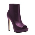 thumbnail image 1 of XYD Women Stiletto Heels Ankle Boots Peep Toe Platform Back Zip Leather Booties Night Out Party Shoes Size 7 Purple, 1 of 4