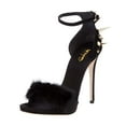 thumbnail image 1 of XYD Women Stylish Buckled Ankle Strap Sandals Stiletto High Heels Back Spike Rivets Open Toe Fuzzy Party Club Shoes Size 7 Black, 1 of 4