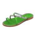 thumbnail image 1 of XYD Women Stylish Open Split Toe Crossed Strap Sandals Crystal Studded Flats Comfortable Beach Daily Shoes Size 10 Green, 1 of 4