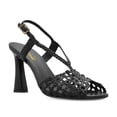 thumbnail image 1 of XYD Women Stylish Round Open Toe Block Heel Braided Sandals Ankle Strap Slingback Chic Night-out Party Shoes Size 5.5 Black, 1 of 4