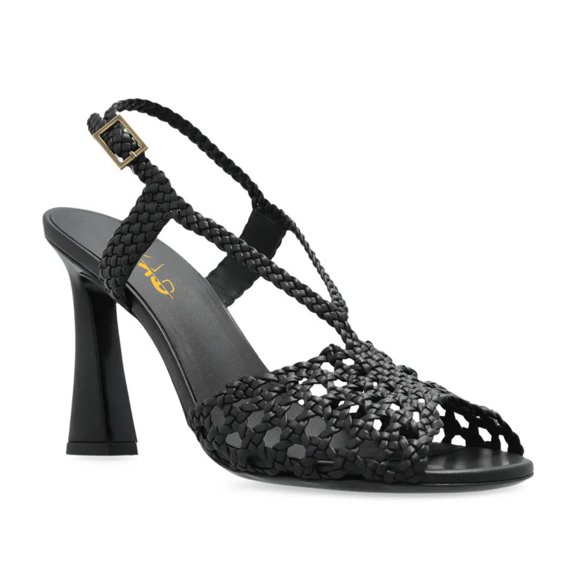 XYD Women Stylish Round Open Toe Block Heel Braided Sandals Ankle Strap Slingback Chic Night-out Party Shoes Size 9 Black