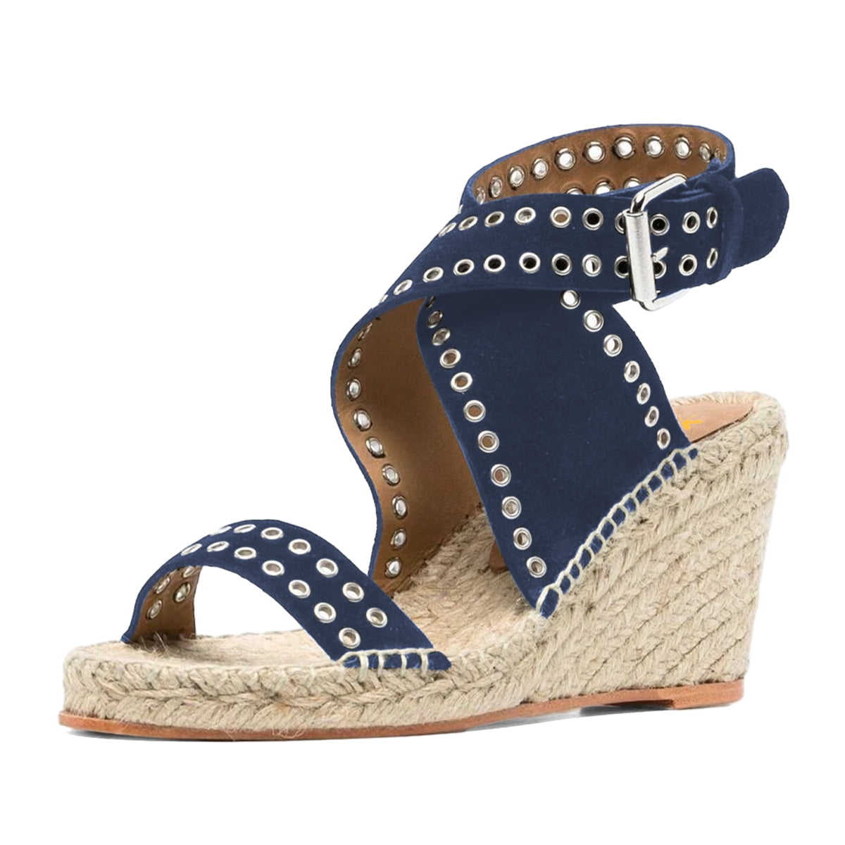 XYD Women Summer Open Toe Ankle Strap Eyelets Espadrilles Sandals