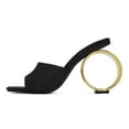 thumbnail image 1 of XYD Women Summer Square Open Toe Sandals Round Circle High Heels Slip On Mules Party Slide Shoes Size 7 Black, 1 of 4