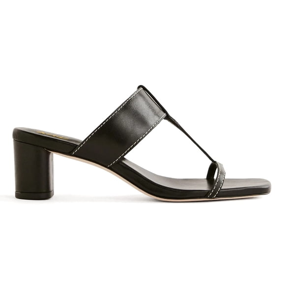 XYD Women T-Strap Open Square Toe Mule Sandals Slip on Low Block Heels Comfortable Casual Dress Summer Slides Size 16 Black