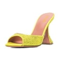 thumbnail image 1 of XYD Women Trendy Sparkle Rhinestone Studs Mules Pointy Open Toe Flared High Heel Slip On Sandals Wedding Shoes Size 15.5 Yellow, 1 of 4