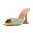 thumbnail image 1 of XYD Women Trendy Sparkle Rhinestone Studs Mules Pointy Open Toe Flared High Heel Slip On Sandals Wedding Shoes Size 5 Pale Green, 1 of 4