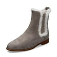 thumbnail image 1 of XYD Women Round Closed Toe Chelsea Boots Side Elastic Furry Fireside Ankle Booties Cold Weather Flat Shoes Size 14.5 Gray, 1 of 4