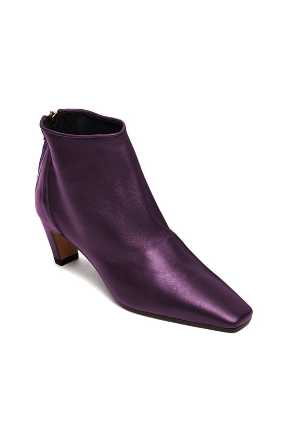 Women's Ankle Boots Square Toe Back Zipper Blade Low Heels Autumn Winter Office Weekend Shoes Size 4 Purple