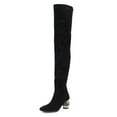thumbnail image 1 of XYD Women's Classic Over The Knee Thigh High Boots Square Closed Toe Chunky Crystal Low Heel Side Zip Dress Party Shoes Size 5 Black, 1 of 4