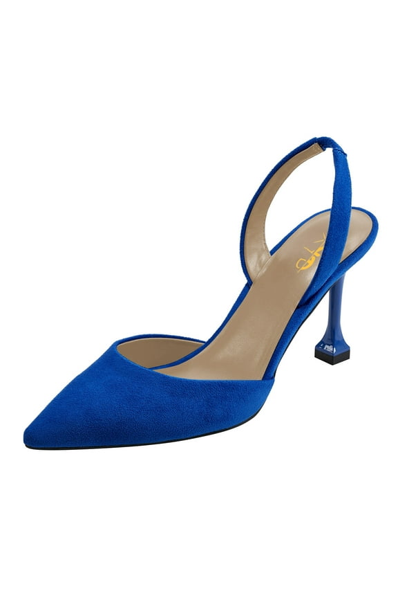 Women's Closed Pointy Toe Slingback High Heel Pumps Slip-on Back Elastic Strap Office Formal Dress Shoes Size 13 Royal Blue
