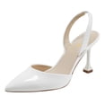 thumbnail image 1 of XYD Women's Closed Pointy Toe Slingback High Heel Pumps Slip-on Back Elastic Strap Office Formal Dress Shoes Size 7 White, 1 of 4