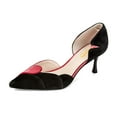 thumbnail image 1 of XYD Women Two-toned D'Orsay Pumps Pointed Toe Kitten Heels Scalloped Lines Slip-On Shoes for Wedding Size 15 Black-Red, 1 of 5
