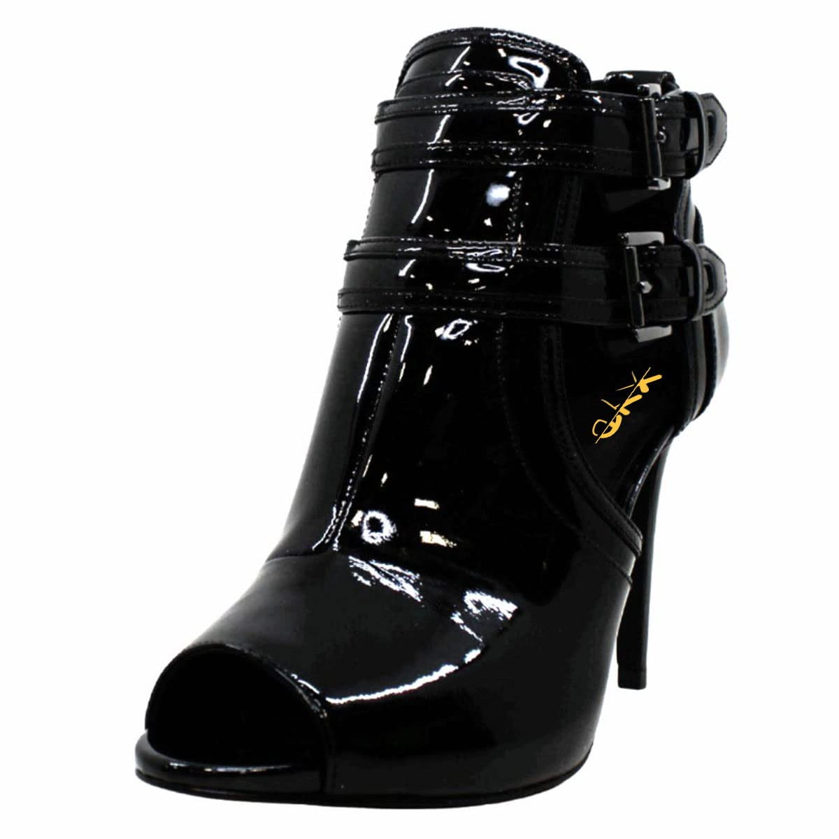 XYD Women's Fashion Peep Toe Booties Dual Buckles Ankle Straps