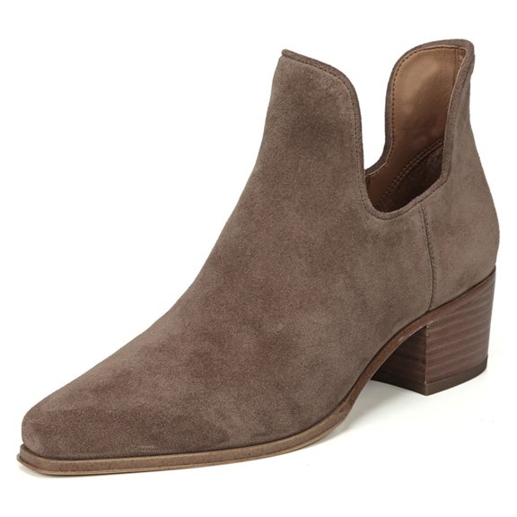 XYD Womens Classic Ankle Boots Pointed Closed Toe Chunky Stacked Low Heel Booties Casual Office Low-top Shoes Size 14.5 Tan