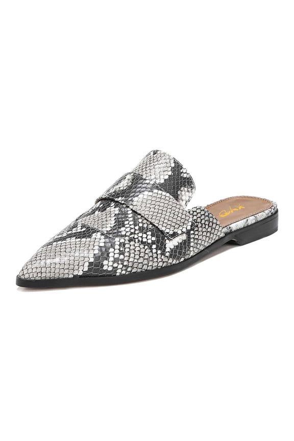 Womens Classic Backless Slip On Mule Flats Pointed Closed Toe Comfortable Casual Walking Slide Shoes Size 11 Snakeskin