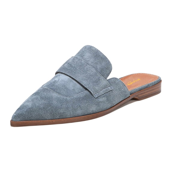 XYD Womens Classic Backless Slip On Mule Flats Pointed Closed Toe Comfortable Casual Walking Slide Shoes Size 4 Blue