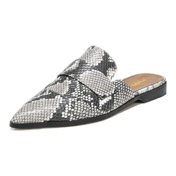 XYD Womens Classic Backless Slip On Mule Flats Pointed Closed Toe Comfortable Casual Walking Slide Shoes Size 5 Snakeskin