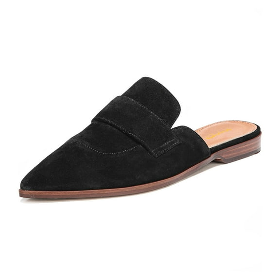 XYD Womens Classic Backless Slip On Mule Flats Pointed Closed Toe Comfortable Casual Walking Slide Shoes Size 7 Black