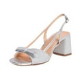 thumbnail image 1 of XYD Womens Elegant Bowknot Square Open Toe Slingback Pumps Slip On Block Mid Heels Sandals Glitter Dressy Shoes Size 5.5 Silver, 1 of 4