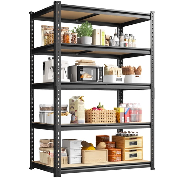 XYGOO 5-Tier Storage Shelves, 1980LBS Adjustable Pantry Shelves, Metal Shelving Unit for Storage, Kitchen, Closet, Laundry, Garage, Pantry,72.06" H x 35.55" W x 15.76" D