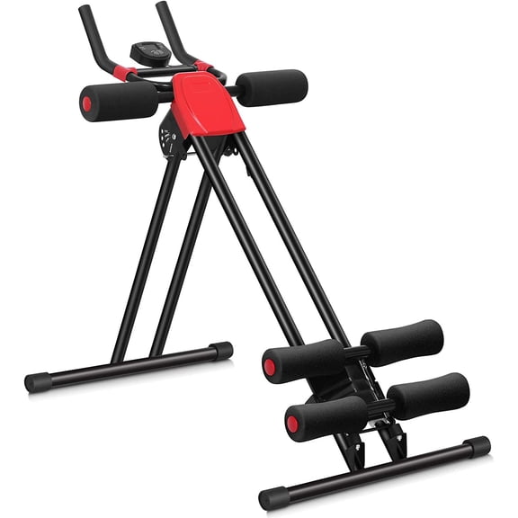 XYGOO Ab Machine, 440LBS Abdominal Workout Equipment with LCD Monitor, Adjustable Incline & Kneed Protection, Folding Compact Ab Trainer for Stomach Workout, Home Gym Core Strength Training